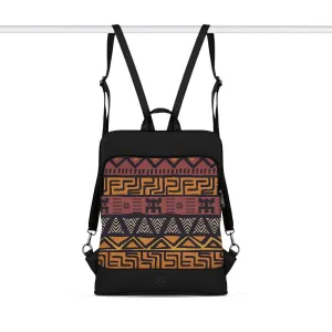 Black Laptop Backpack African Pattern