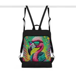 Black Laptop Backpack Elegant Flamingo