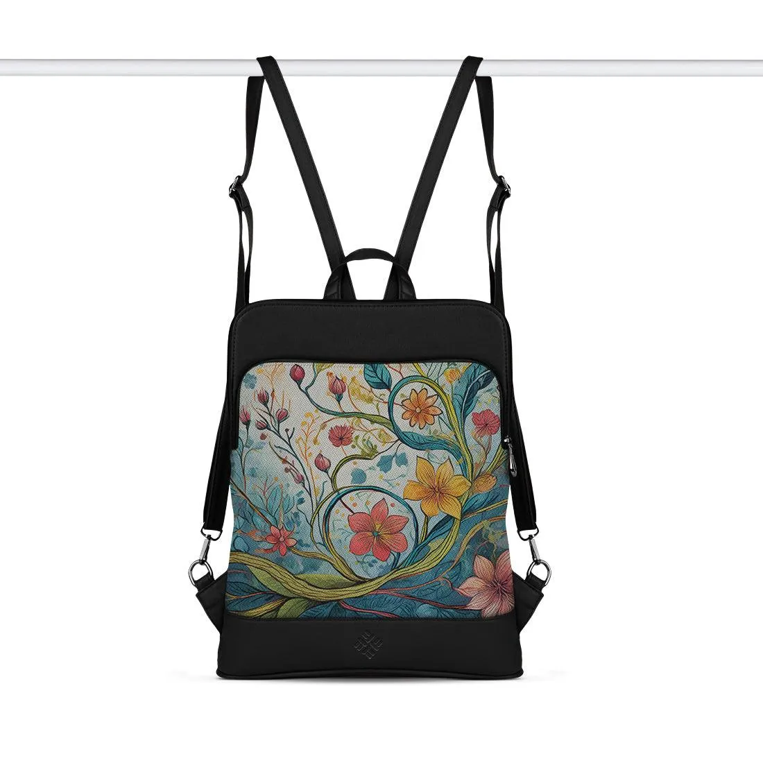 Black Laptop Backpack Flowers