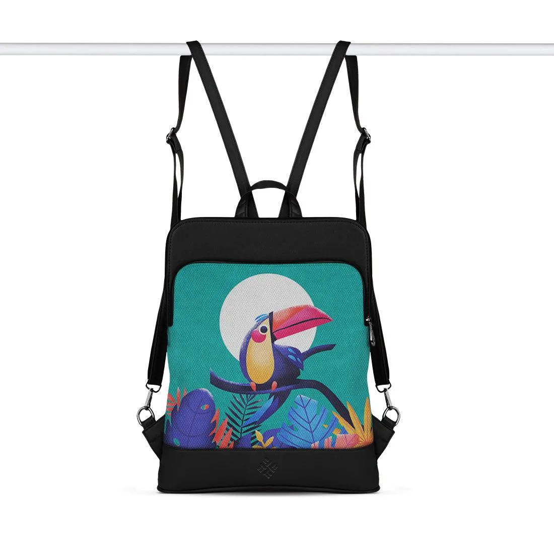 Black Laptop Backpack Tropical Bird