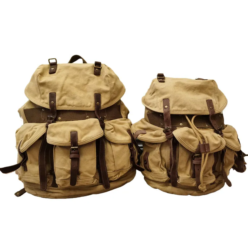 Black Mens Canvas Travel Backpack Canvas EDC Backpack Hiking Backpacks for Men