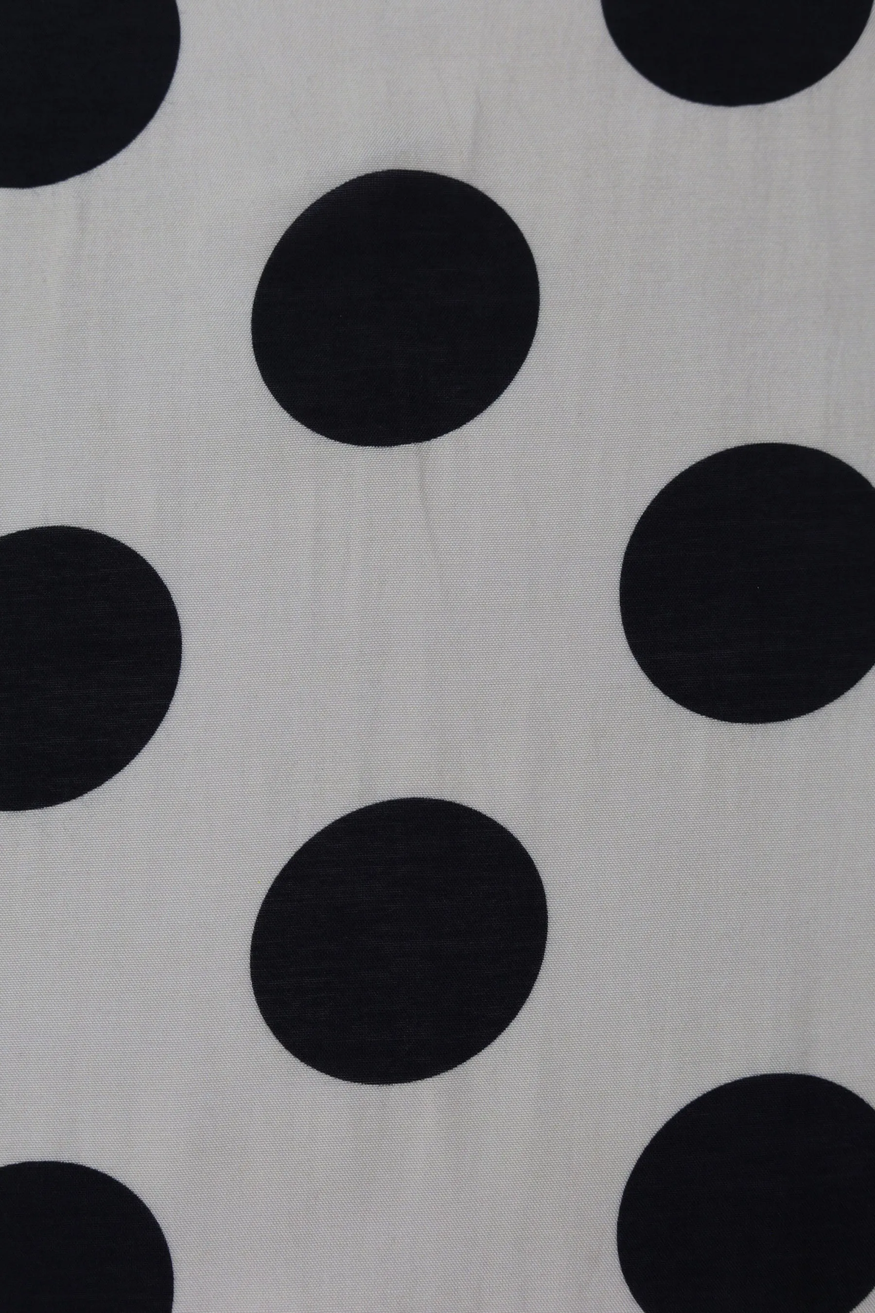 Black Polka Dot Pattern Printed Natural Muslin Silk Fabric