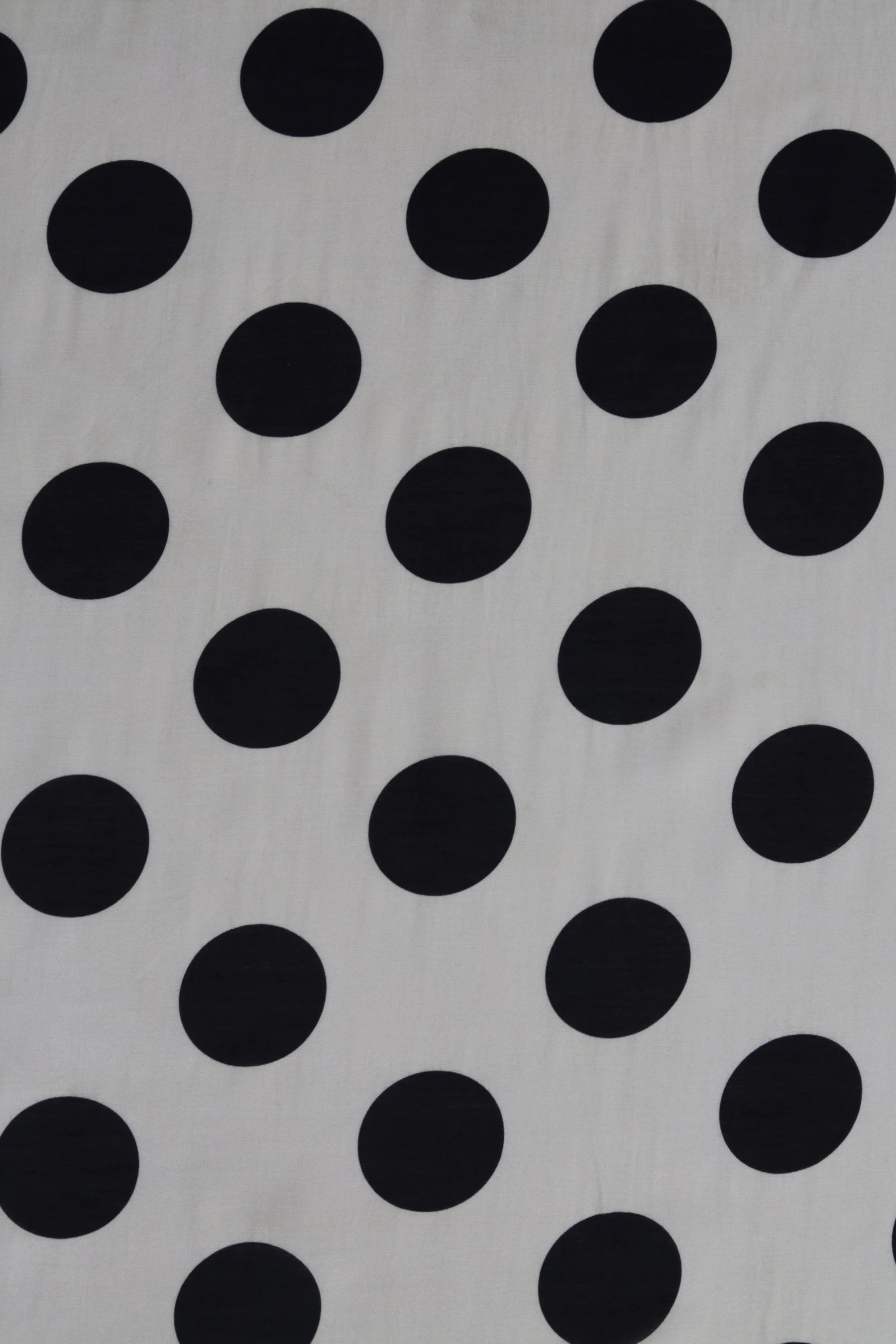 Black Polka Dot Pattern Printed Natural Muslin Silk Fabric