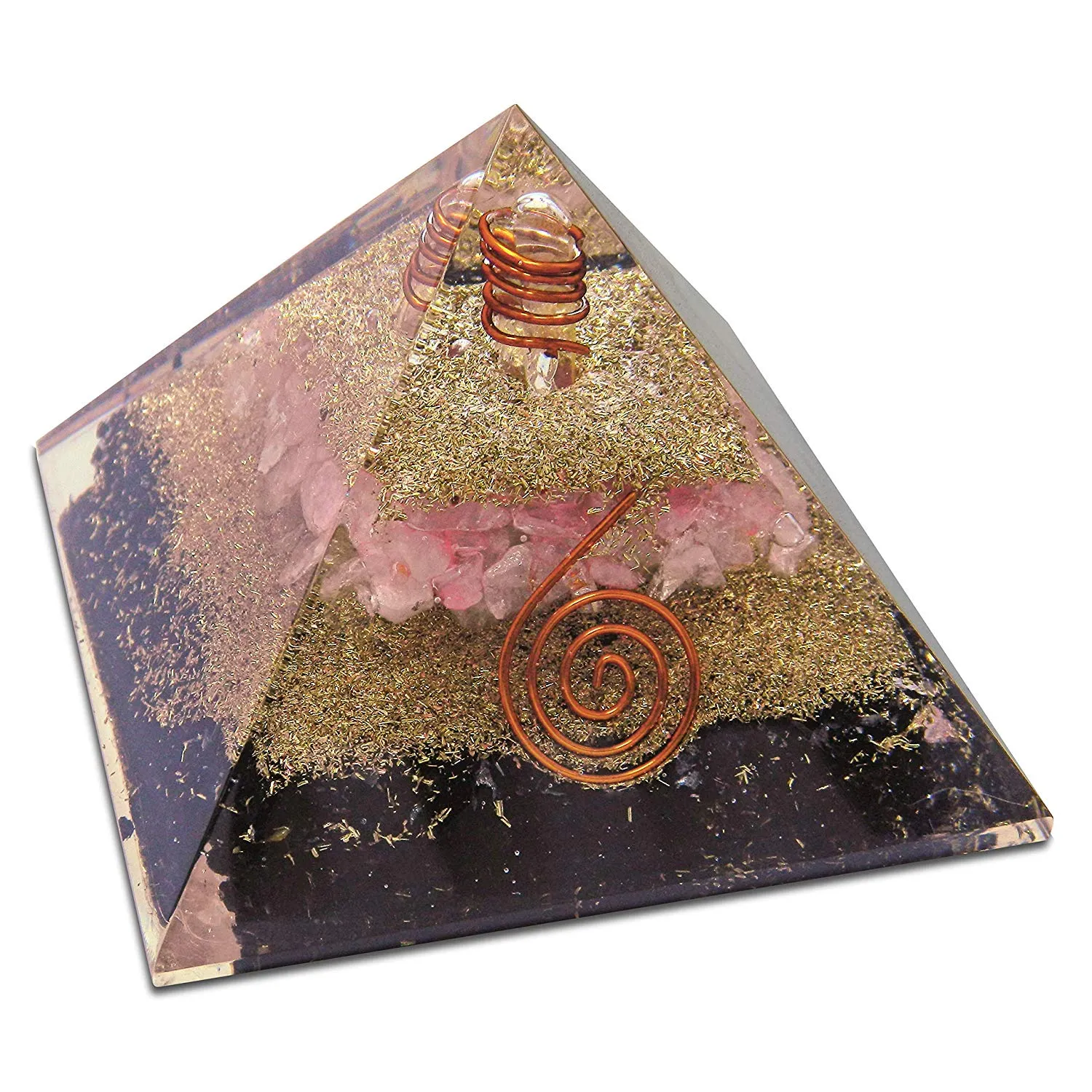 Black Tourmaline Rose Quartz Orgone Pyramid Reiki Chakra Balancing