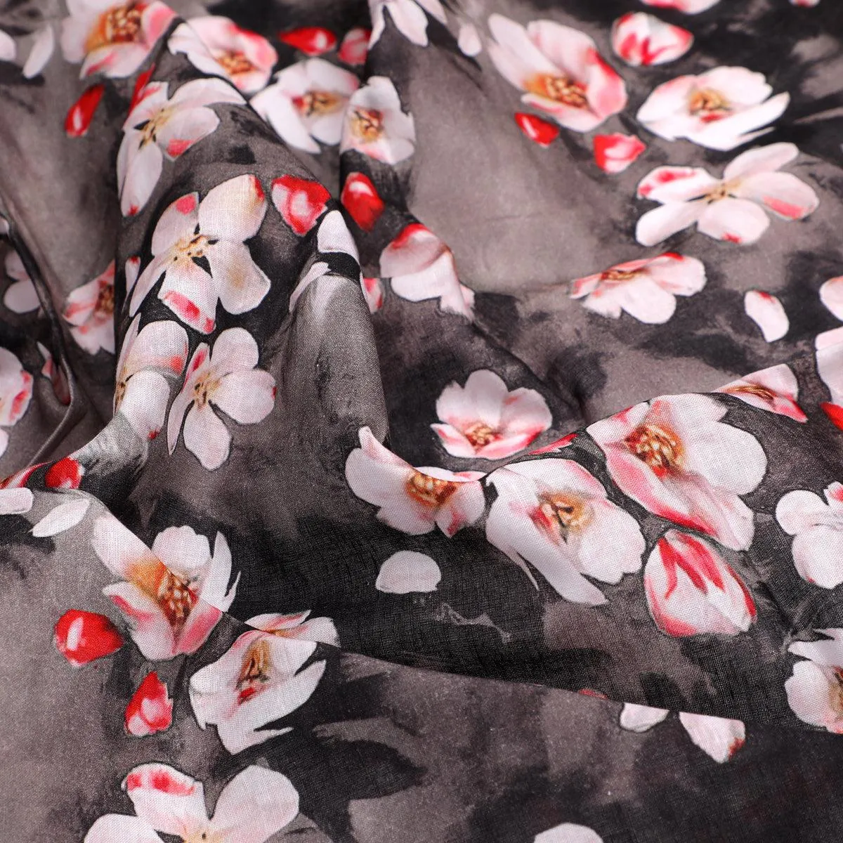 Black Watercolor Pure Cotton Printed Fabric Material