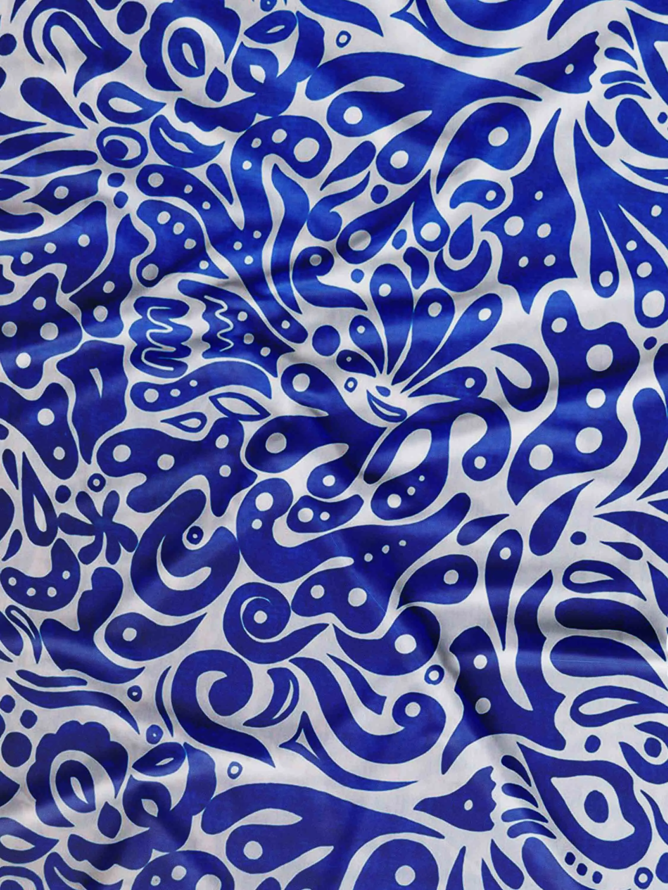 Blue Abstract Printed Muslin Fabric