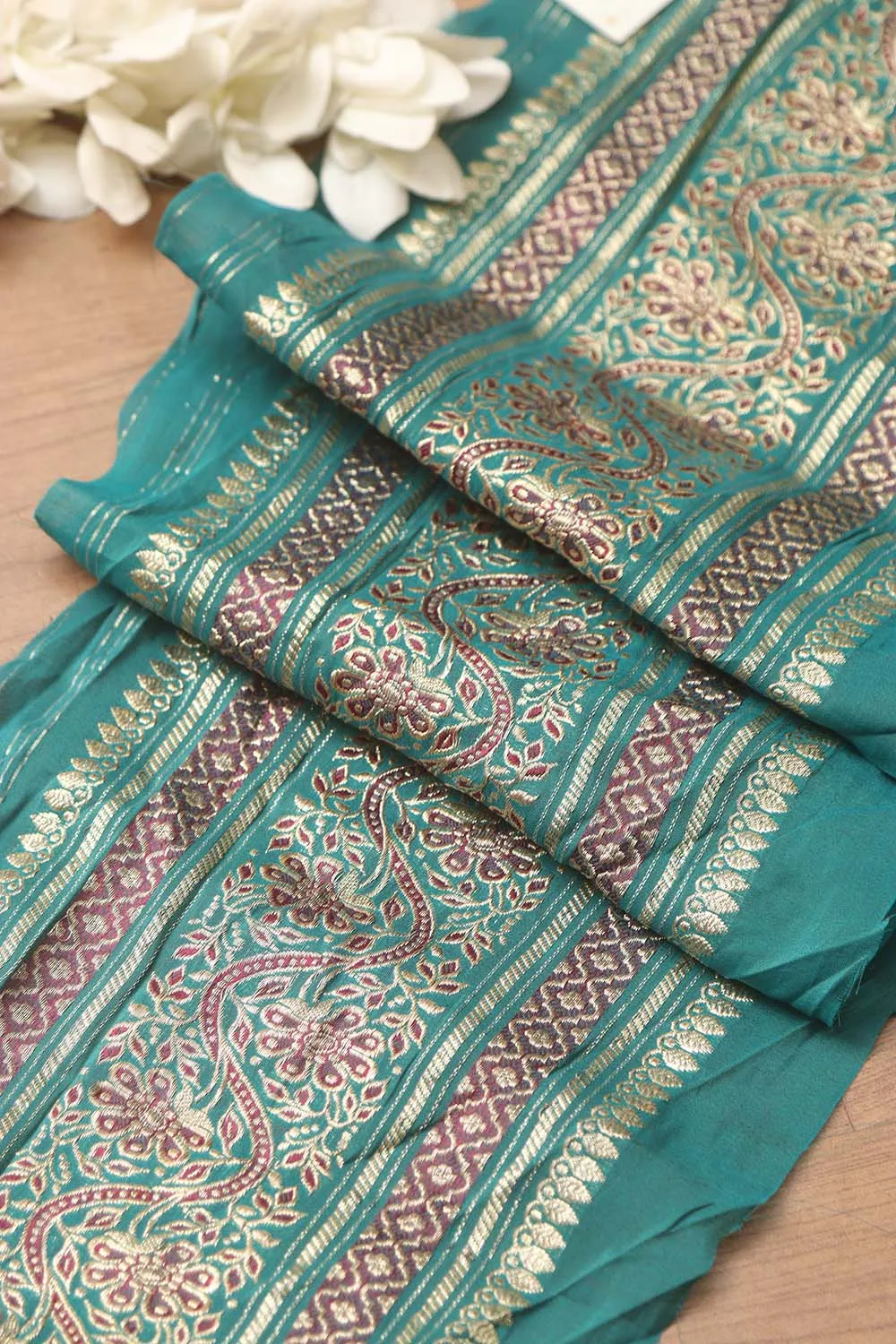 Blue Banarasi Handloom Vintage Pure Silk Border ( 0.75 Mtr )