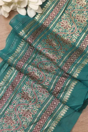 Blue Banarasi Handloom Vintage Pure Silk Border ( 0.75 Mtr )