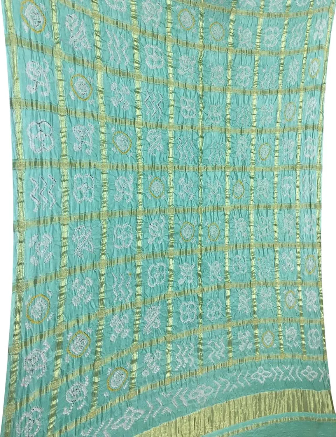 Blue Bandhani Pure Gajji Silk Checks Dupatta