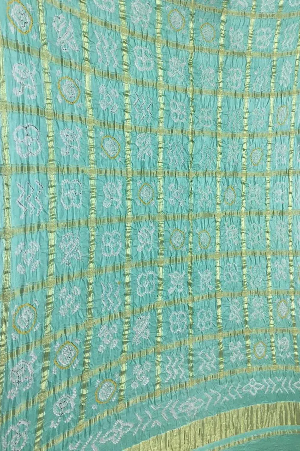 Blue Bandhani Pure Gajji Silk Checks Dupatta