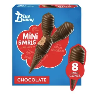 Blue Bunny Mini Swirls Chocolate Cones, 8 Ct