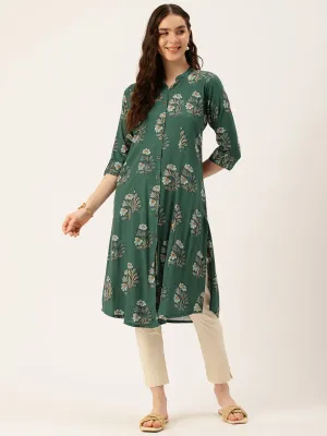 Blue Floral Printed Kurta