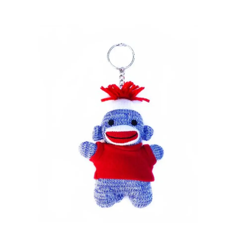 Blue Sock Monkey Keychain 4"