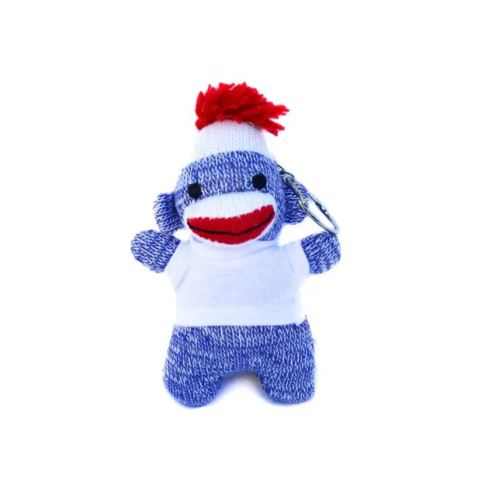 Blue Sock Monkey Keychain 4"