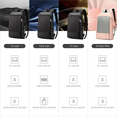 BOPai 15 inch Super Slim Laptop Backpack Men Anti Theft Waterproof Backpack Light Smart Business Computer Backpack Casual Daypack Black