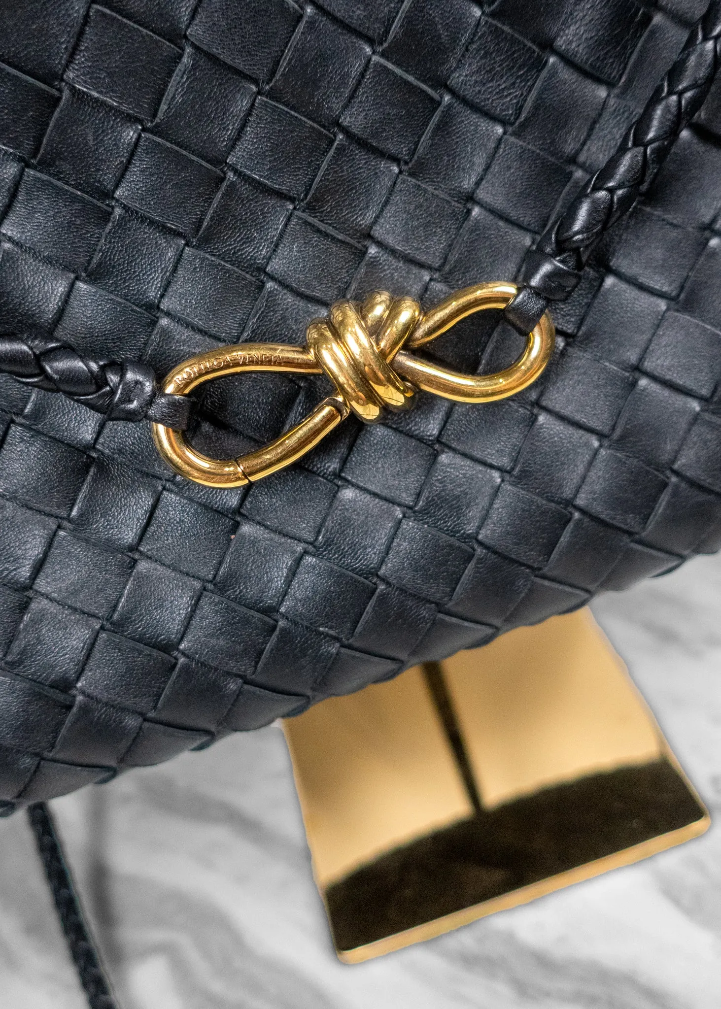 Bottega Veneta Andiamo Black Intrecciato Leather Tote Bag