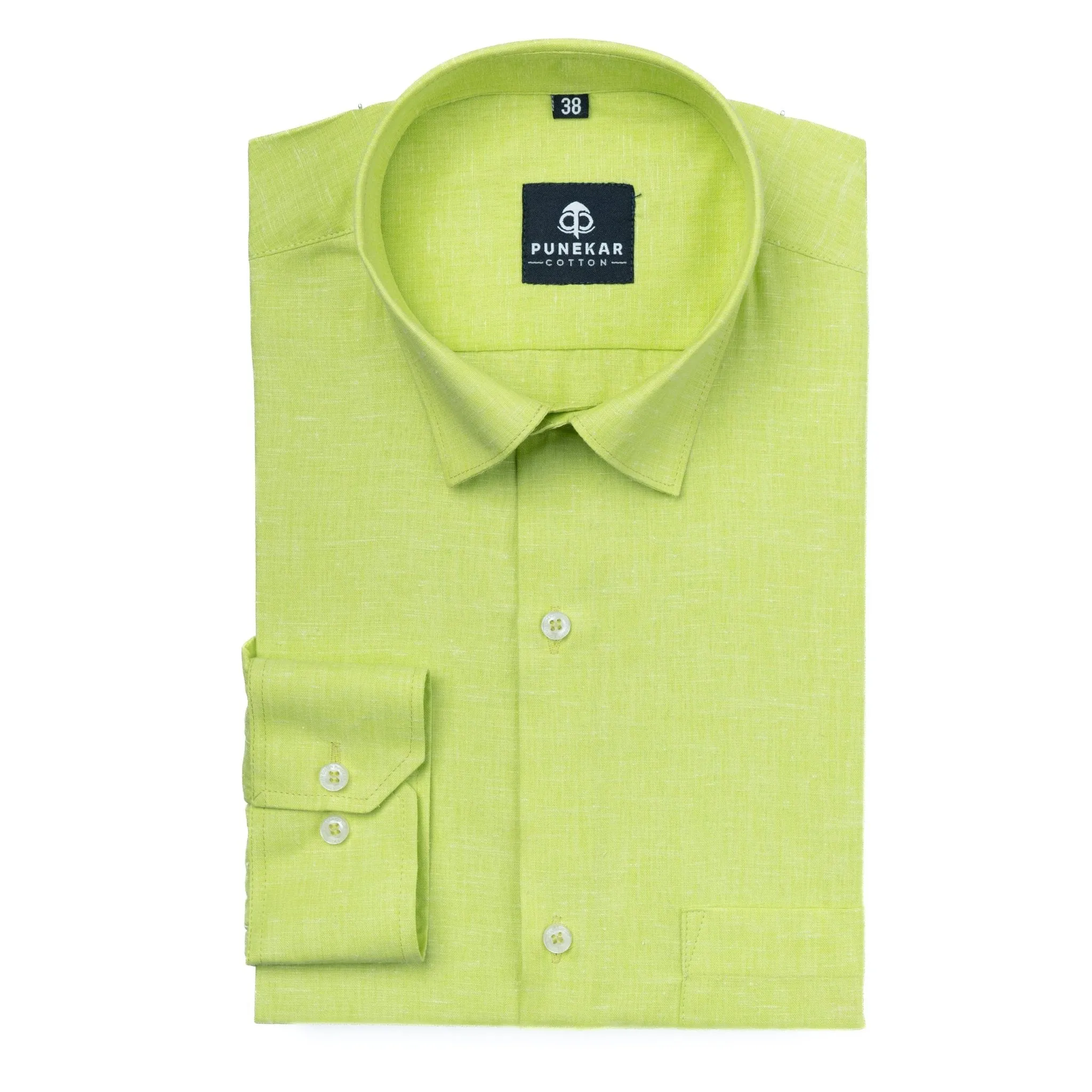 Bright Green Color Plain Pure Cotton For Men