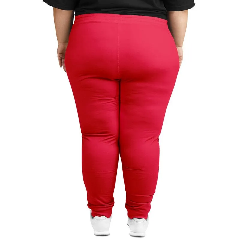 Bright Pink Red Joggers | Unisex | with PLUS sizes | Bright Pure Pink Red | C0M100Y75K0