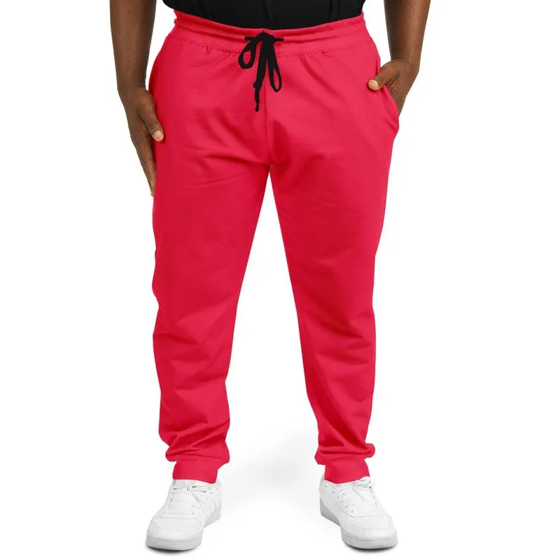 Bright Pink Red Joggers | Unisex | with PLUS sizes | Bright Pure Pink Red | C0M100Y75K0