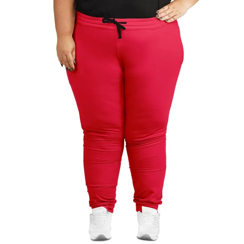 Bright Pink Red Joggers | Unisex | with PLUS sizes | Bright Pure Pink Red | C0M100Y75K0