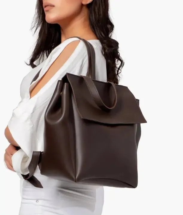 Brown Women Leather Backpacks 557