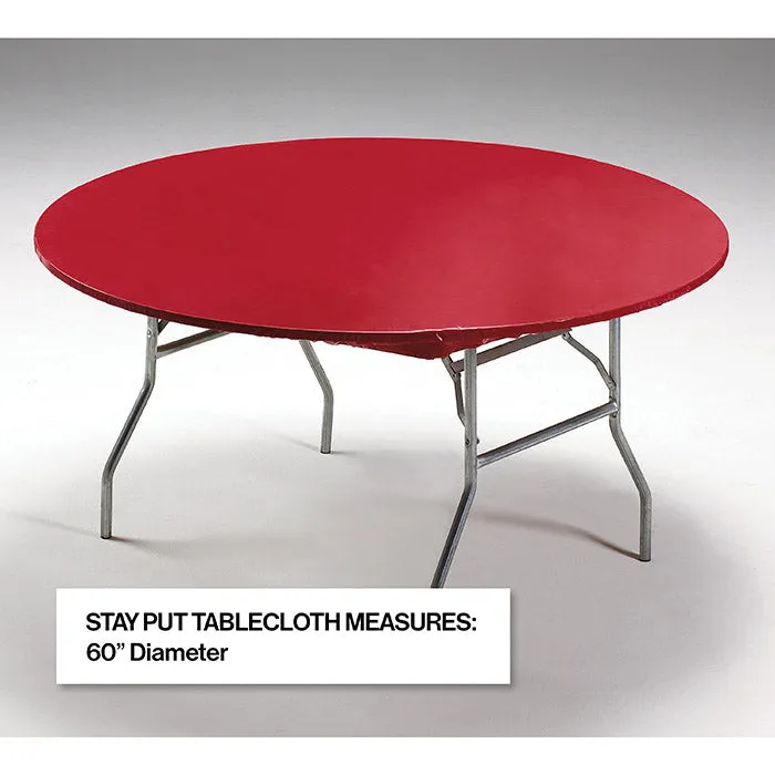 Bulk Red Stay Put Plastic Round Table Covers (12 per Case)