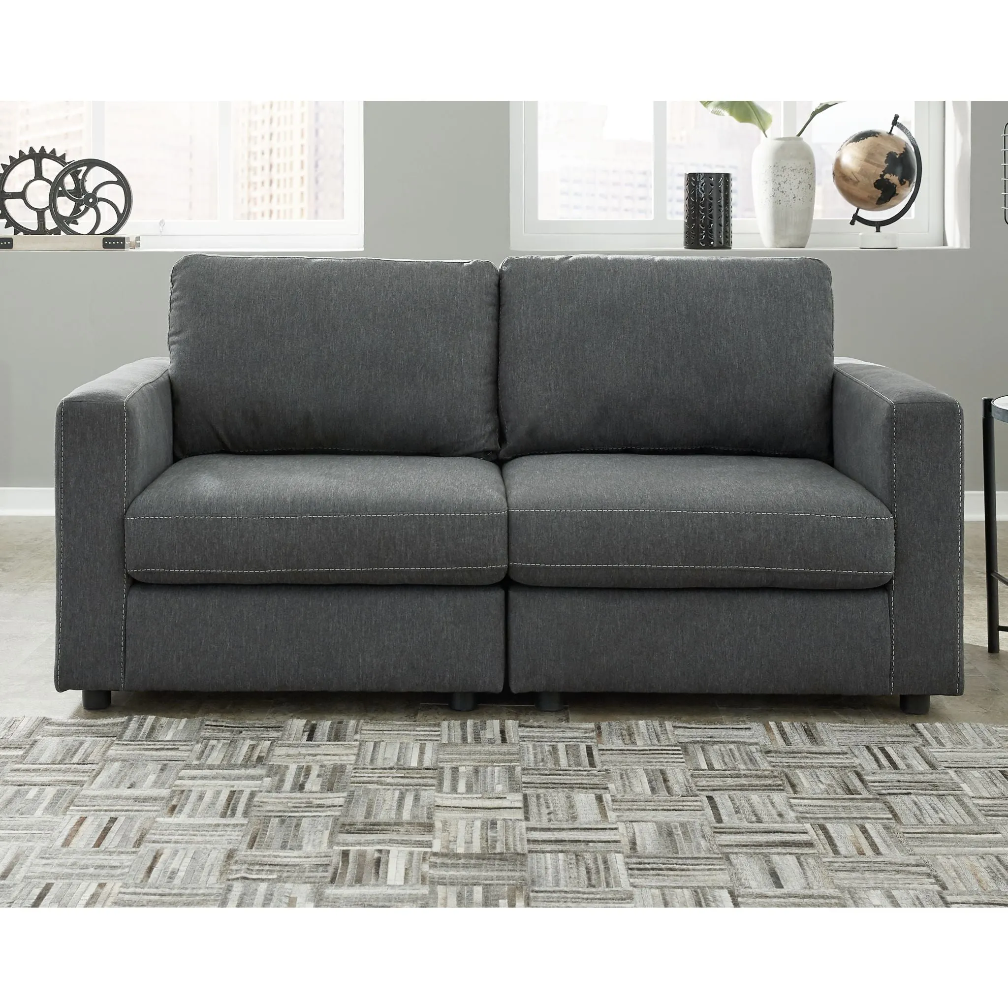 Candela 2 Piece Loveseat - Charcoal