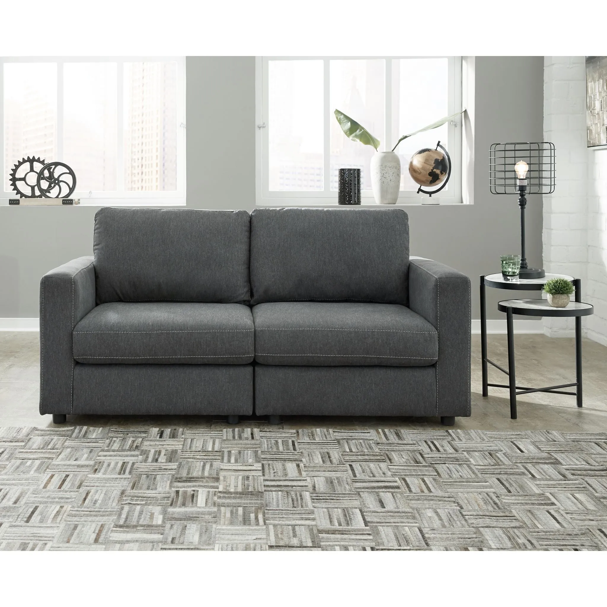 Candela 2 Piece Loveseat - Charcoal