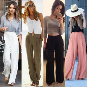 Candy Color High Waist Loose Wide-Legs Chiffon Long Pants