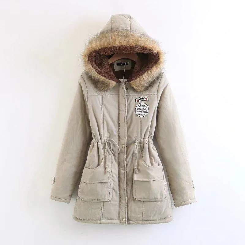 Candy Color Pockets Women Warm Oversized Hooded Winter Coat