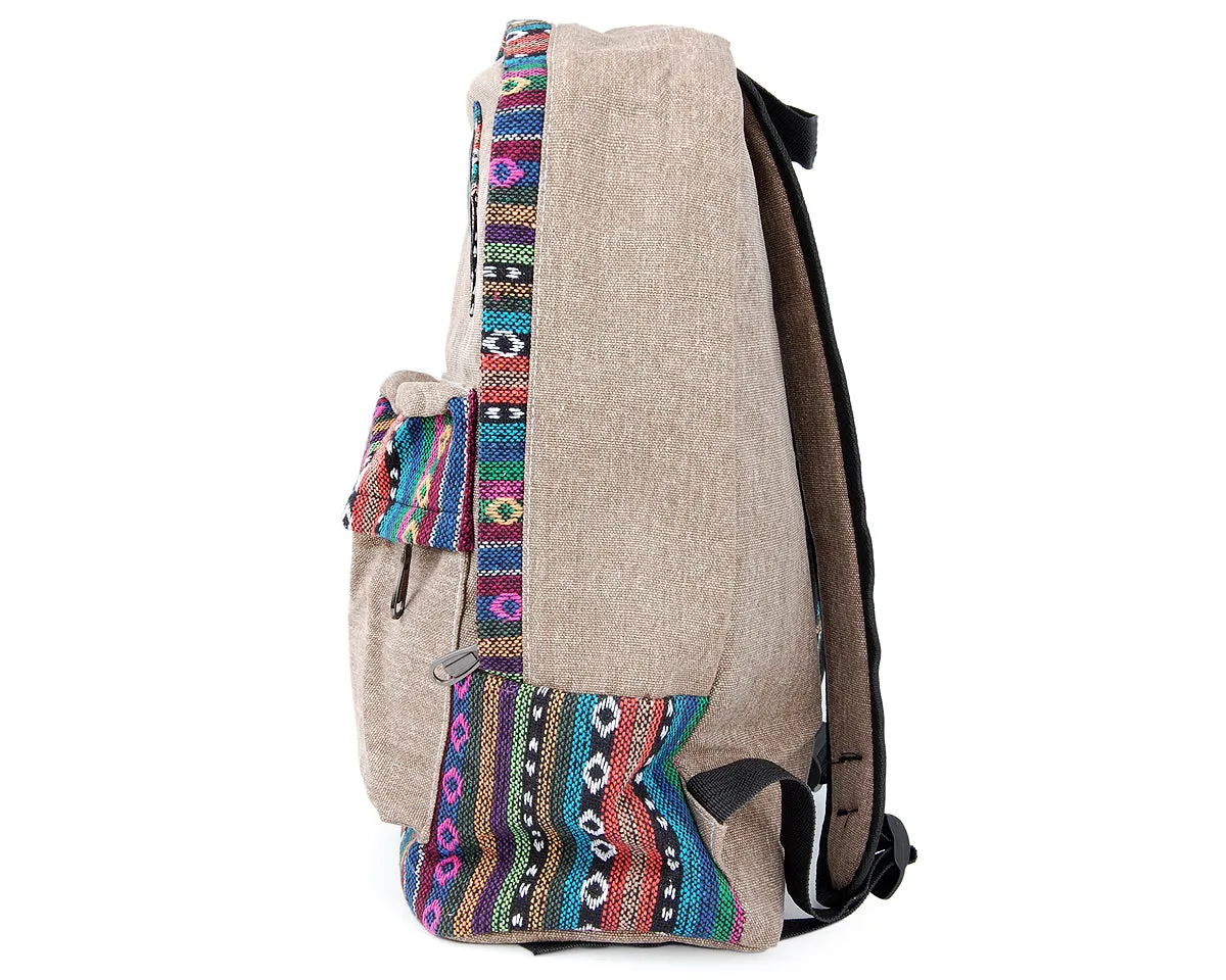 Canvas Bohemian Tribal Rucksack Backpack - Khaki