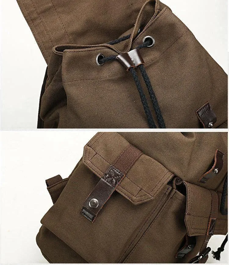 Canvas Men's Backpack School Rucksack Men Drawstring Cool Backpacks Women Travel Shoulder Teenagers Laptop Back Pack