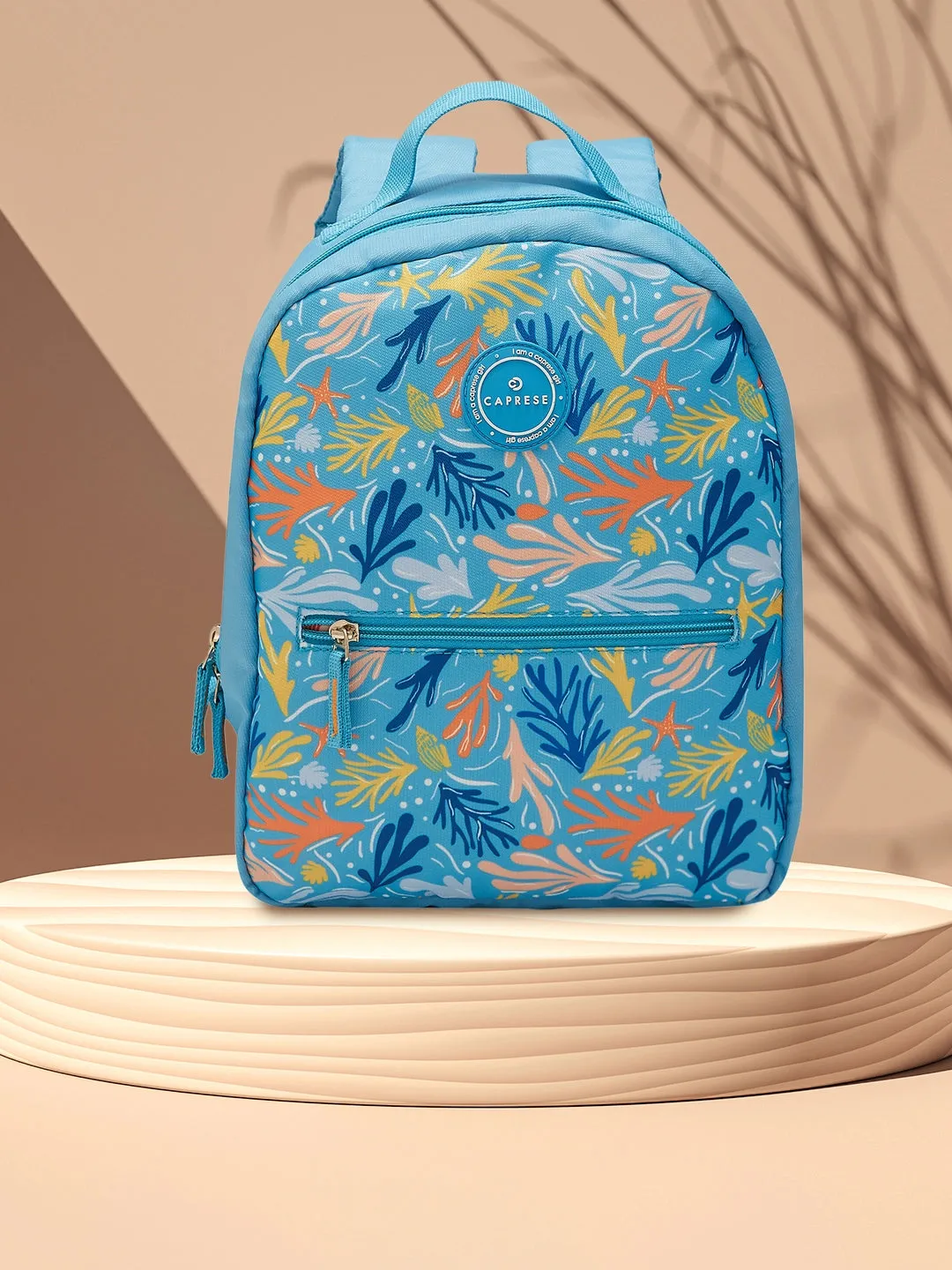 Caprese Xenia Backpack Small Light Blue Printed