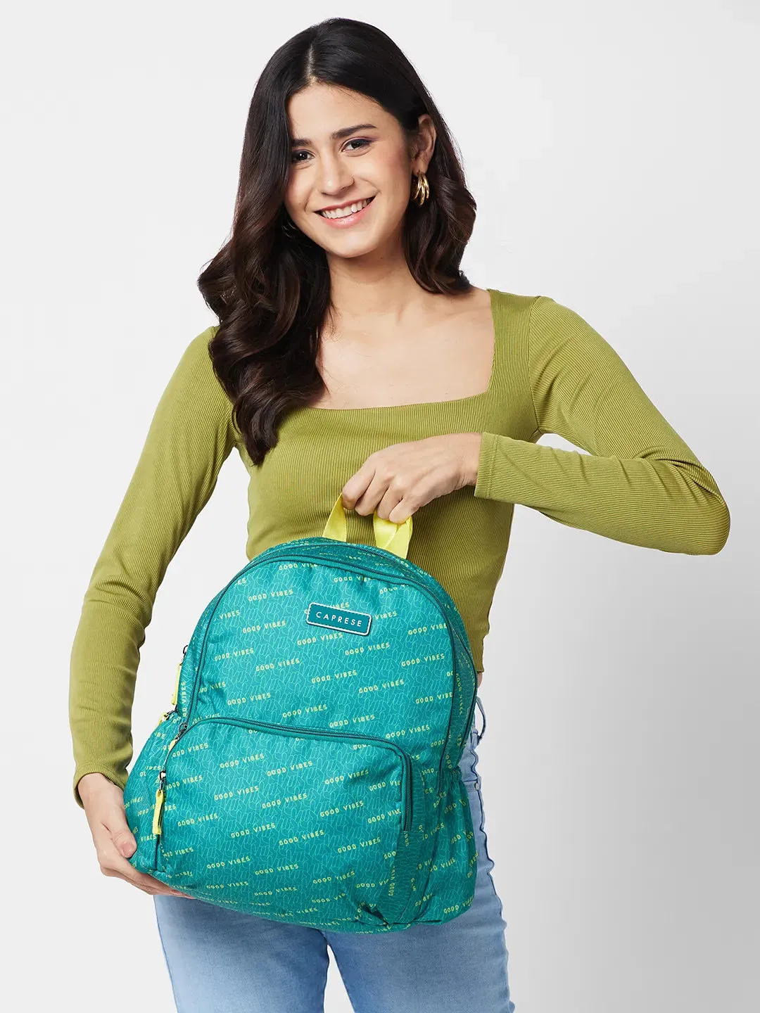 Caprese Zoe Backpack Medium Dual Compartment Sage Green