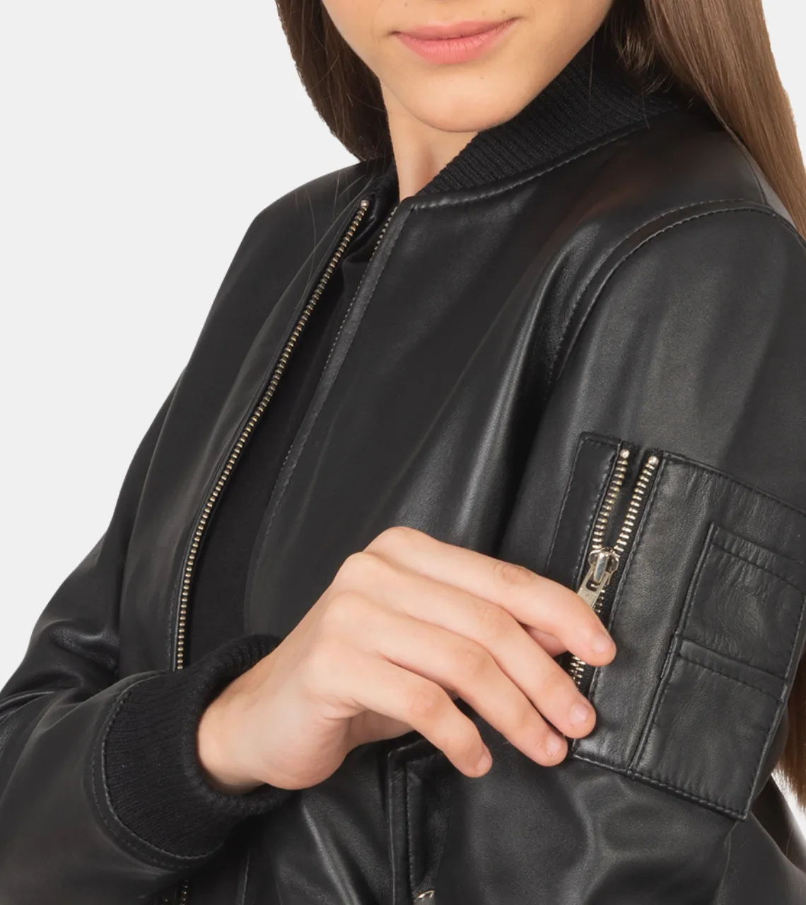 Carver Women's Black Bomber Leather Jacket