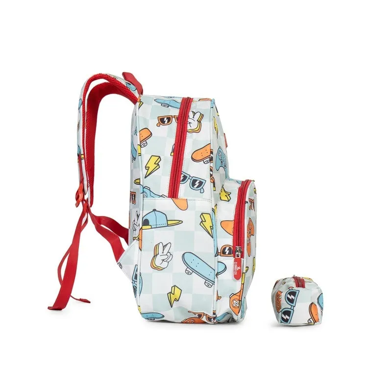 Casual Backpack - Printed Polyester, Comfortable Straps | Free Pencil Pouch | 15 Litres | Grey - Cheque