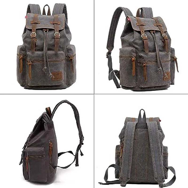 Casual Fashion Foreign Trade School Bag Men's and Women's Retro Canvas Backpack Laptop Rucksack