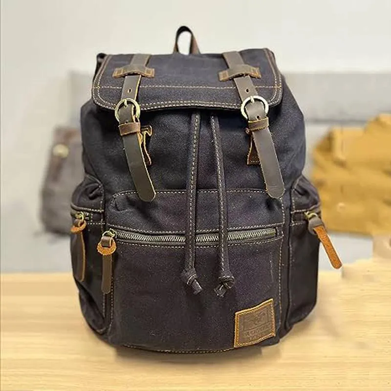 Casual Fashion Foreign Trade School Bag Men's and Women's Retro Canvas Backpack Laptop Rucksack