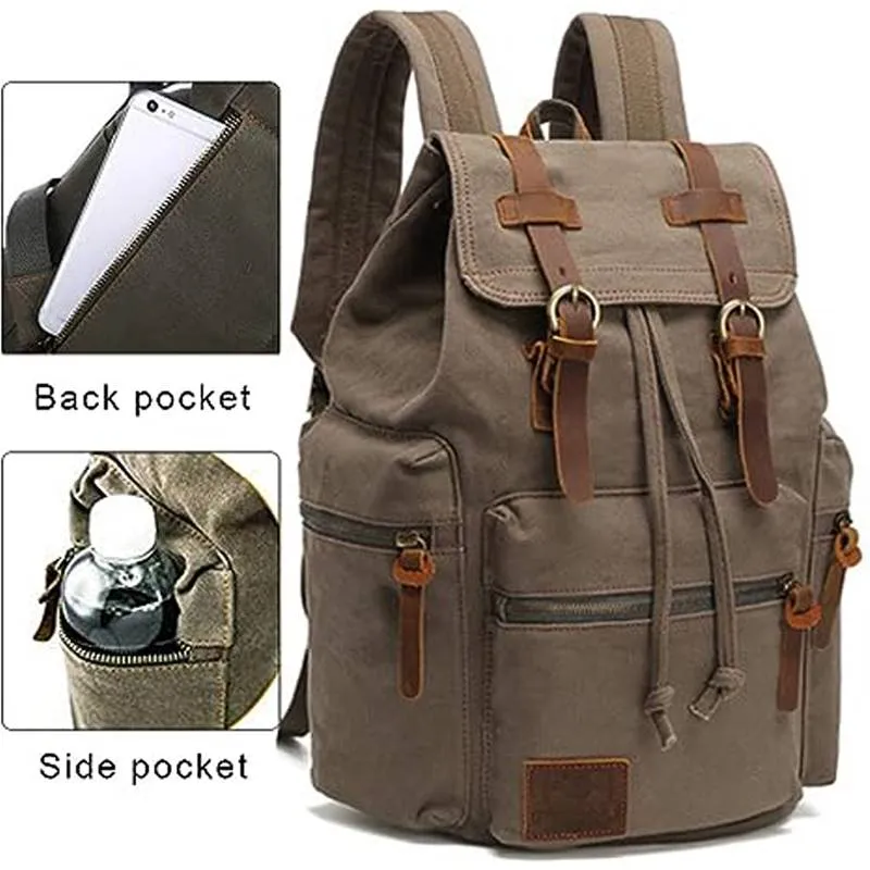 Casual Fashion Foreign Trade School Bag Men's and Women's Retro Canvas Backpack Laptop Rucksack