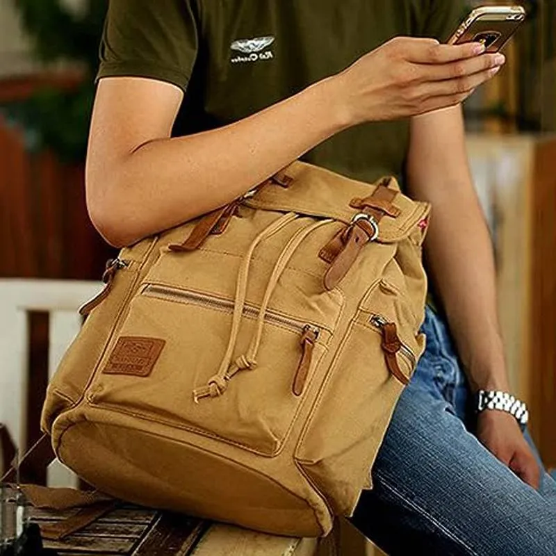 Casual Fashion Foreign Trade School Bag Men's and Women's Retro Canvas Backpack Laptop Rucksack