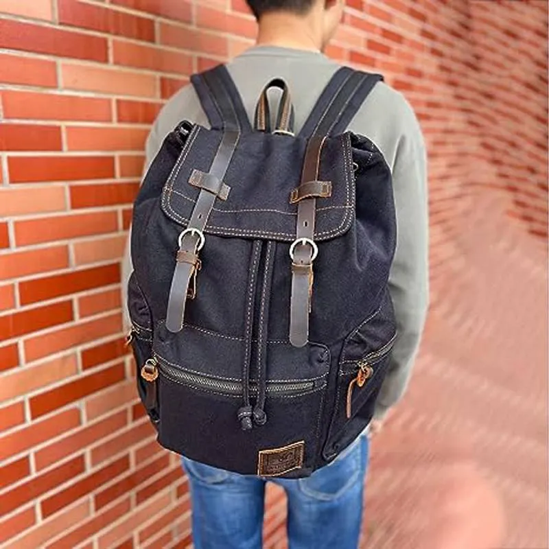 Casual Fashion Foreign Trade School Bag Men's and Women's Retro Canvas Backpack Laptop Rucksack