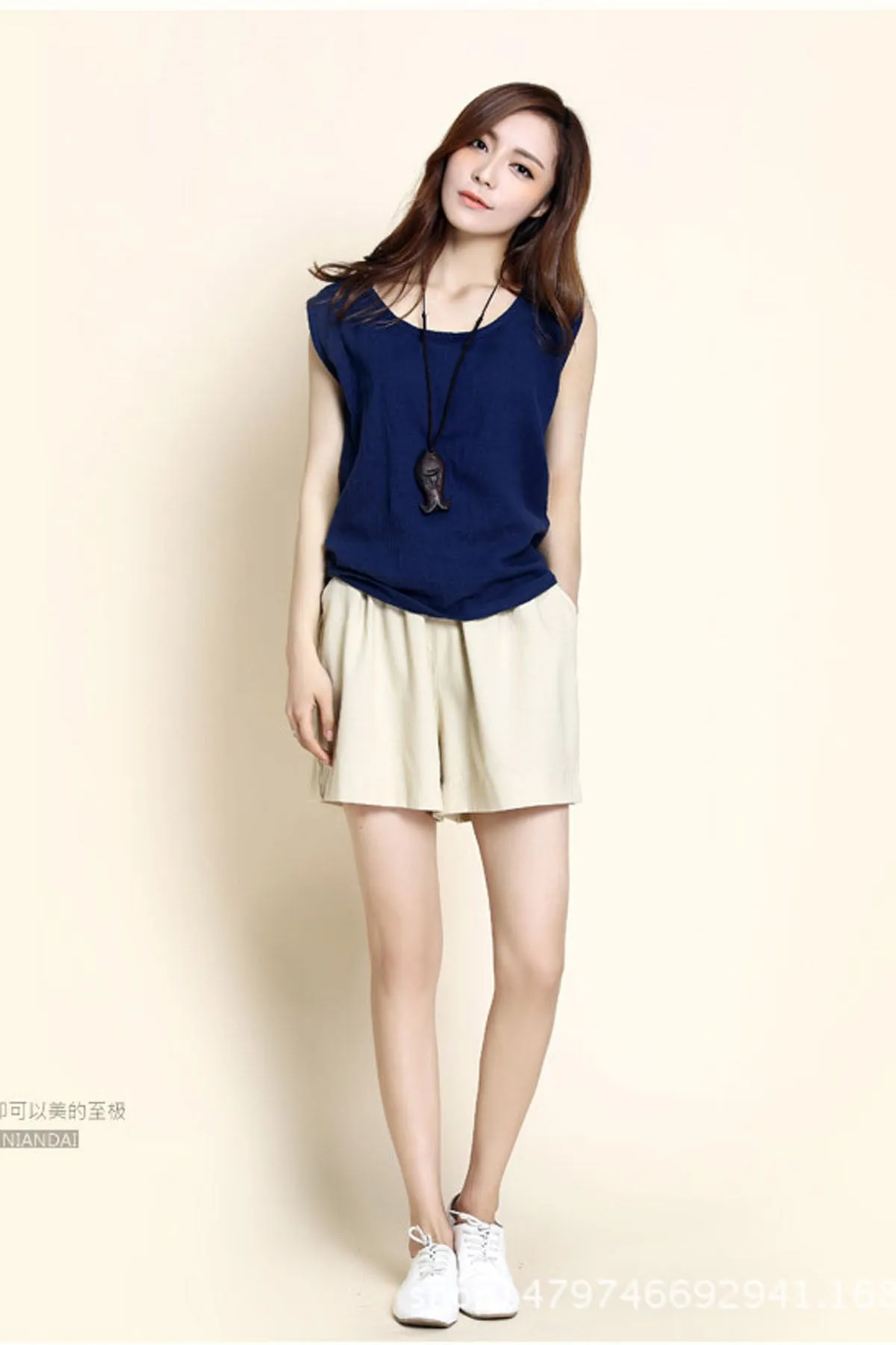 Casual Pure Color High Waist Loose Shorts