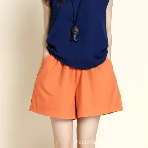 Casual Pure Color High Waist Loose Shorts