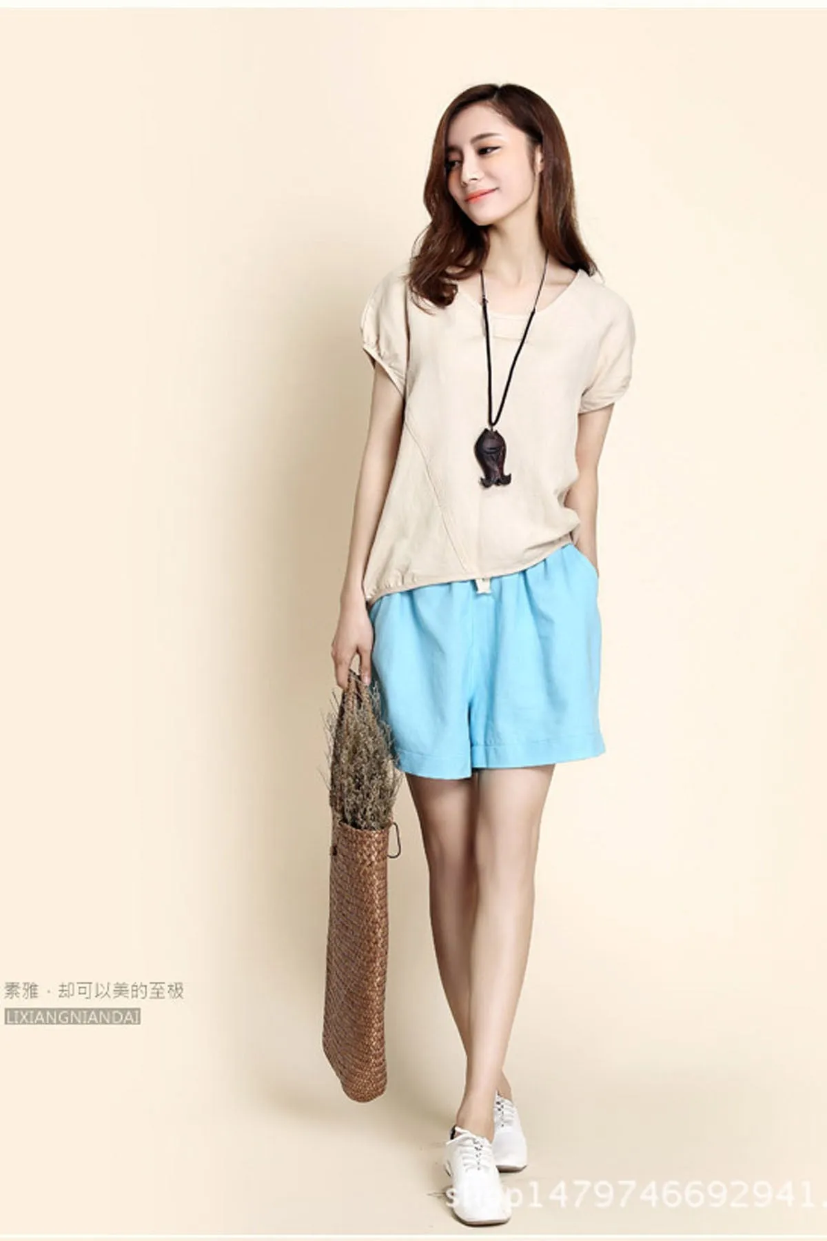 Casual Pure Color High Waist Loose Shorts