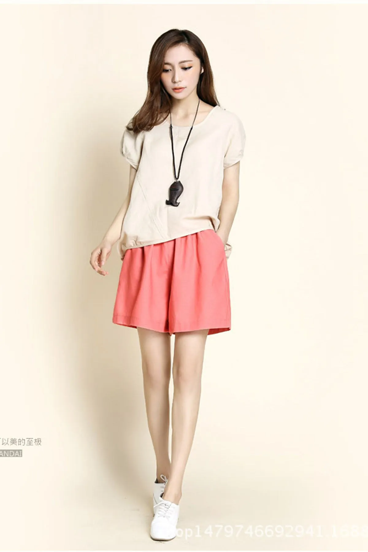 Casual Pure Color High Waist Loose Shorts