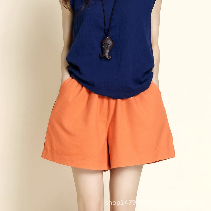 Casual Pure Color High Waist Loose Shorts