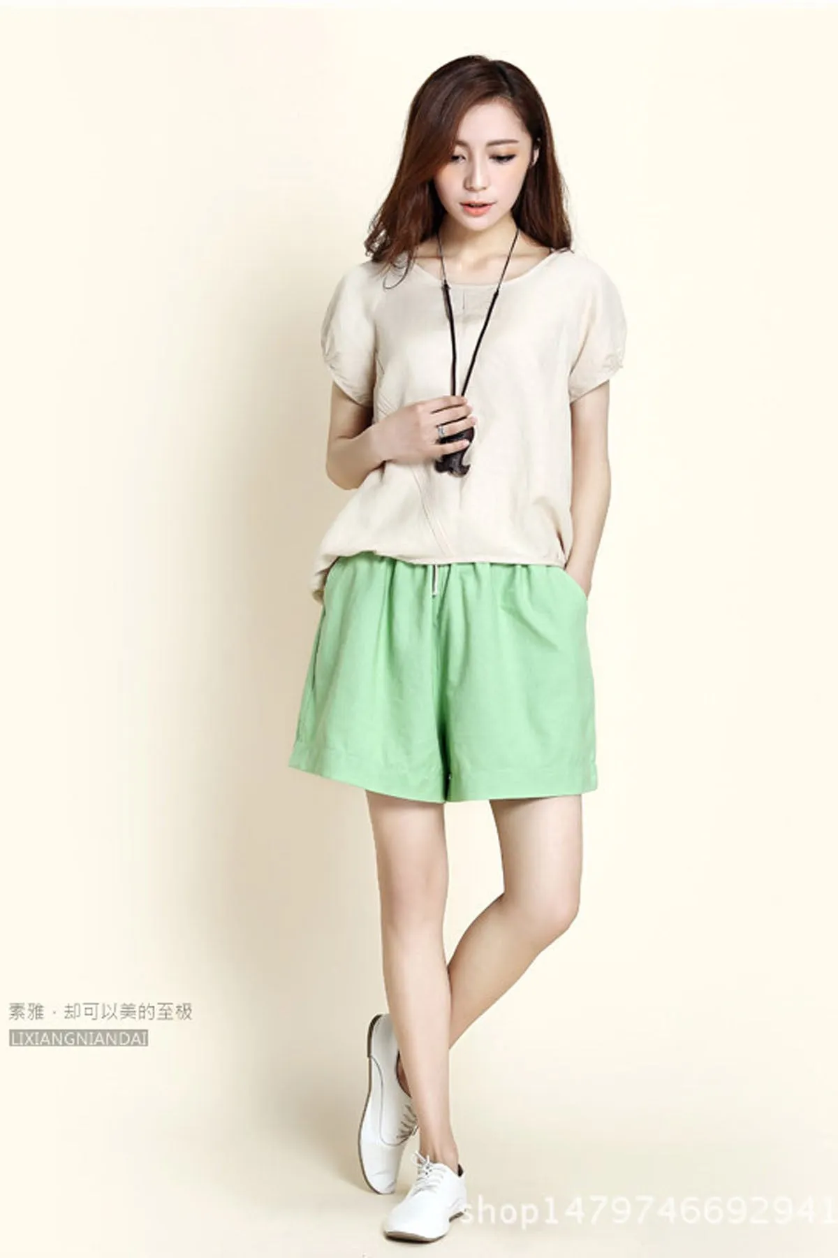 Casual Pure Color High Waist Loose Shorts