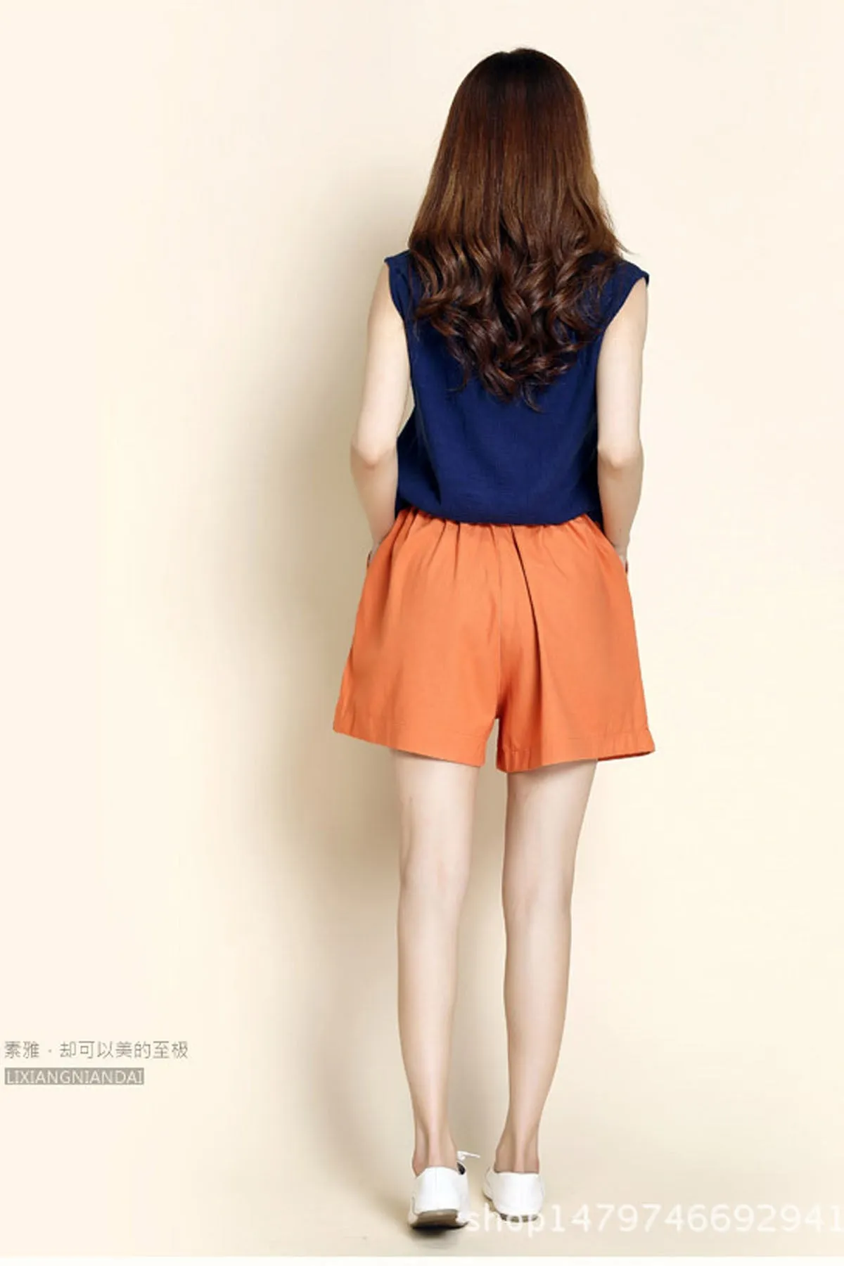 Casual Pure Color High Waist Loose Shorts