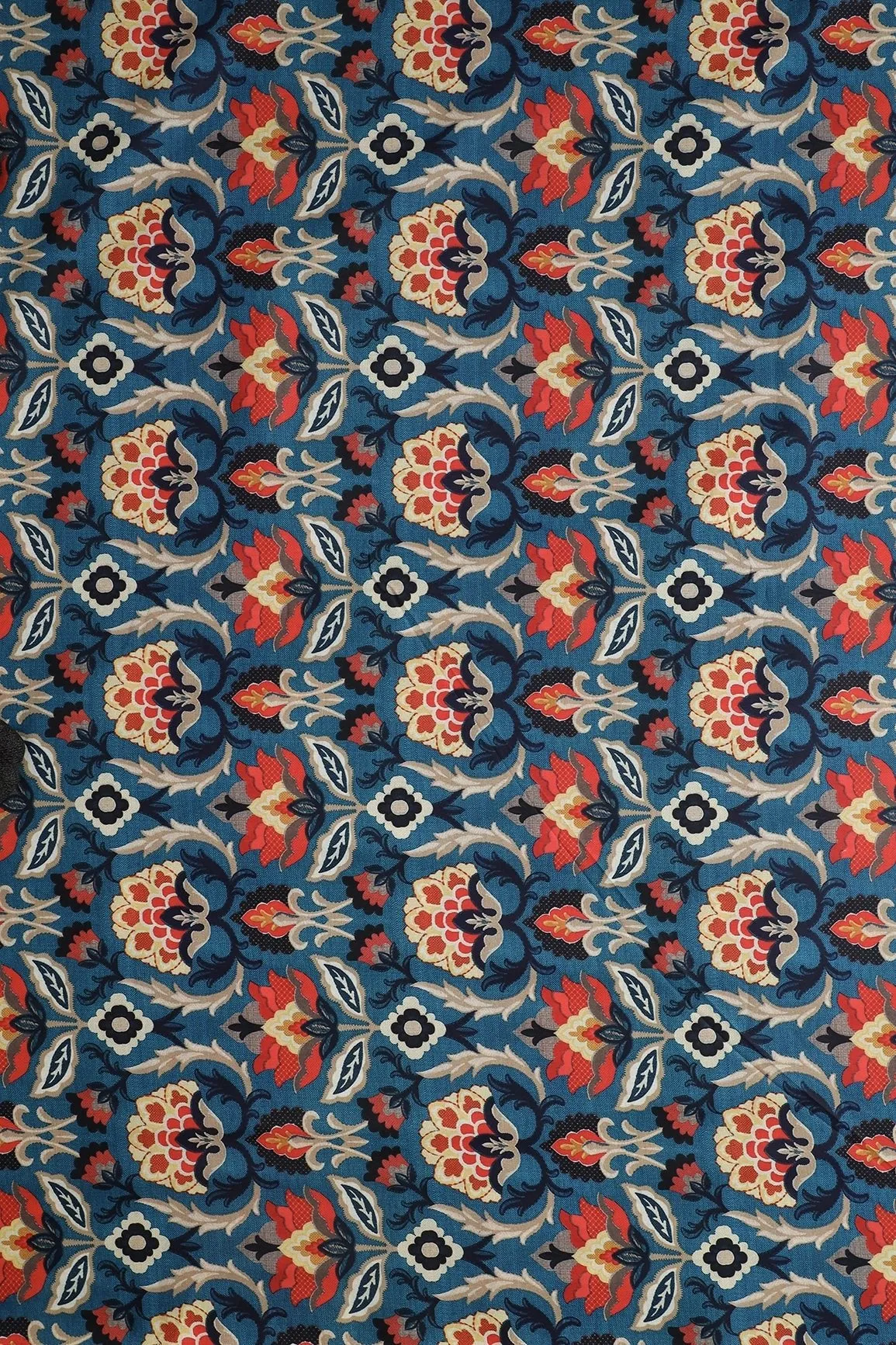 Cerulean Blue Traditional Pattern Digital Print On Heavy Multi Polyester Fabric