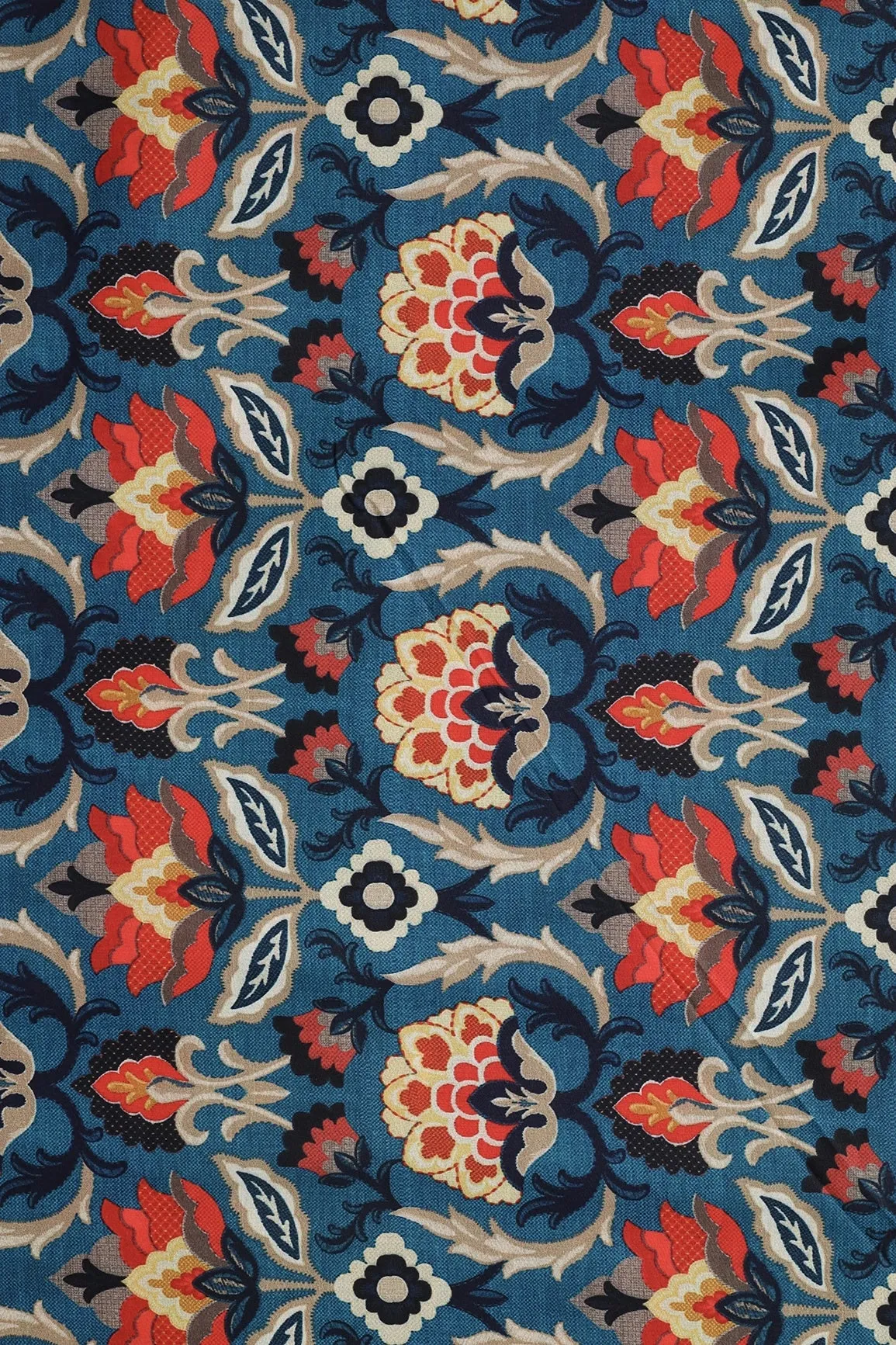 Cerulean Blue Traditional Pattern Digital Print On Heavy Multi Polyester Fabric